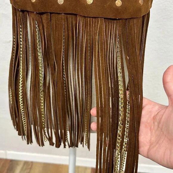 Ultra Rare Vintage Duette Leather Fringe with Chains Vest Made in Spain - Picture 9 of 16